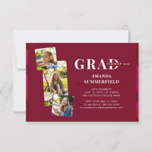Invitation 2022 Burgundy Graduation Party Géométrique Grad