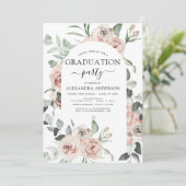 Invitation 2022 Emerald Green Graduation Floral Green (Debout devant)