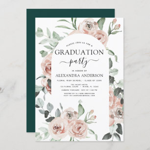 Invitation 2022 Emerald Green Graduation Floral Green
