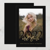 Invitation 2022 Et Terminé Graduation avec Photo Black (Devant / Derrière)