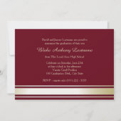 Invitation 2022 Gold Varsity Stripe Grad Tri photo Bourgogne (Dos)