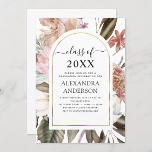 Invitation 2022 Graduation Boho Dusty Pink Burgundy Invitatio