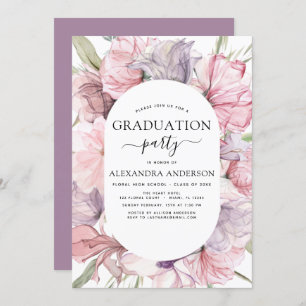 Invitation 2022 Graduation Boho Dusty rose violet