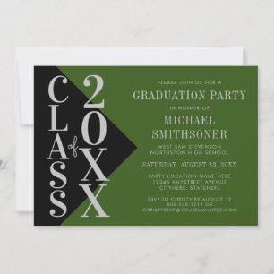 Invitation 2022 Graduation noir vert moderne couleur modifiab