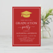 Invitation 2022 Graduation Party Red Gold Color Option Invita (Debout devant)