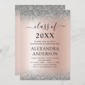 Invitation 2022 Parties scintillant de diplôme Rose or rose a (Devant / Derrière)