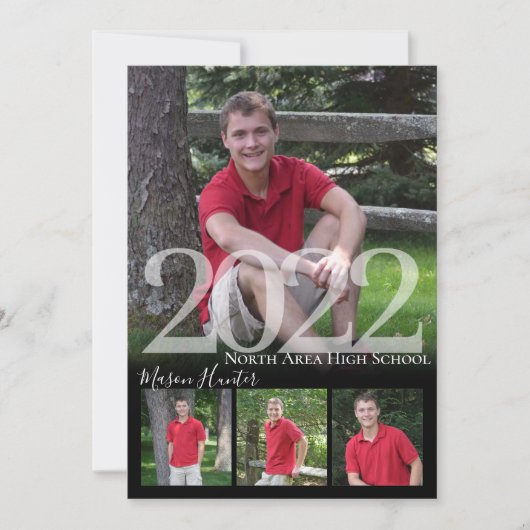 Invitation 2022 Senior Memories Quad Photo Graduation (Devant)