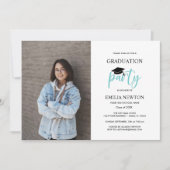 Invitation 2023 Aqua White Photo Graduation Party (Devant)