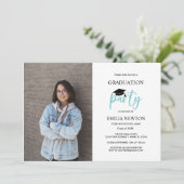 Invitation 2023 Aqua White Photo Graduation Party (Debout devant)