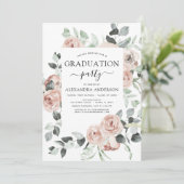 Invitation 2023 Emerald Green Graduation Floral Green (Debout devant)