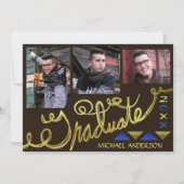 Invitation 2023 Graduation Party Gold Typographie moderne Pho (Devant)