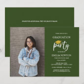 Invitation 2023 Green Gold Photo Graduation Party (Devant / Derrière)