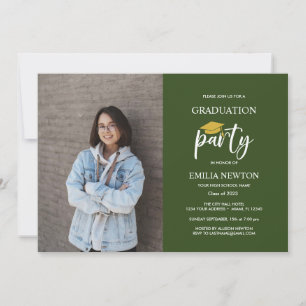 Invitation 2023 Green Gold Photo Graduation Party