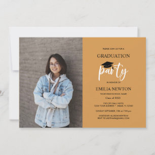Invitation 2023 Mustard black Photo Graduation Party