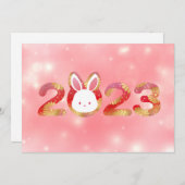 Invitation 2023, Nouvel An Chinois, Lapin (Devant / Derrière)