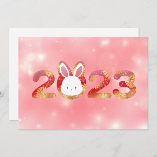 Invitation 2023, Nouvel An Chinois, Lapin (Devant / Derrière)