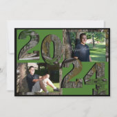 Invitation 2024 Arbre Camo Graduation Twin Photo Hunter Green (Devant)
