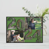 Invitation 2024 Arbre Camo Graduation Twin Photo Hunter Green (Debout devant)