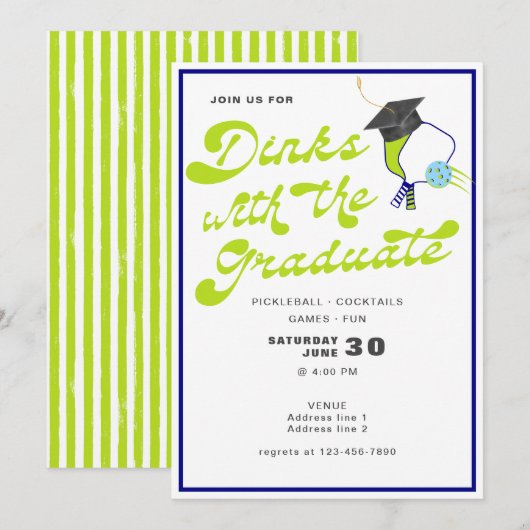 Invitation 2024 Dinks avec la Graduate Pickleball Graduate (Devant / Derrière)