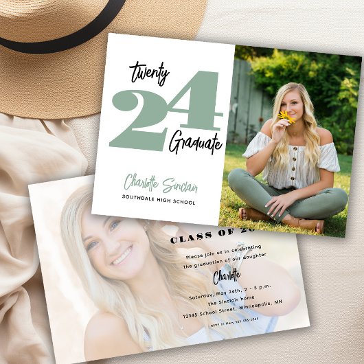 Invitation 2024 Diplôme de Photo Typographie d'écriture manus