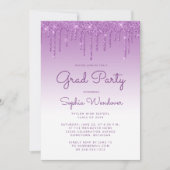 Invitation 2024 Glam Purple Parties scintillant Drip Photo Gr (Devant)