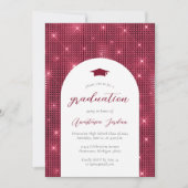 Invitation 2024 Glam Twinkling Burgundy Arch Graduation (Devant)