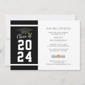 Invitation 2024 Graduate Photo Black White Graduation Party (Devant)