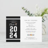 Invitation 2024 Graduate Photo Black White Graduation Party (Debout devant)