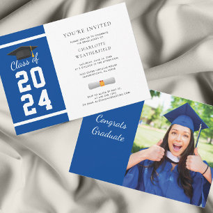 Invitation 2024 Graduate Photo Blue Graduation Party