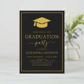Invitation 2024 Graduation Party Black Gold Photo Inv (Debout devant)