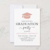 Invitation 2024 Graduation Party Pink Elegant Noir Blanc (Devant)