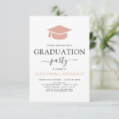 Invitation 2024 Graduation Party Pink Elegant Noir Blanc (Debout devant)