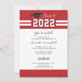 Invitation 2024 Graduation Party Simple Rouge Blanc (Devant)