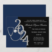 Invitation 2024 Infirmière Médicale Graduation en campagne bl (Devant / Derrière)