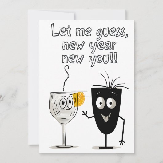 Invitation 2024 Joyeux Nouvel An Sarcastique Mème drôle (Devant)