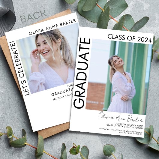 Invitation 2024 Modern Minimal Photo Graduation Party