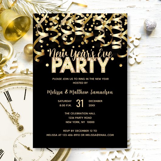 Invitation 2024 NOUVEL AN'S EVE PARTY Gold Parties scintillan