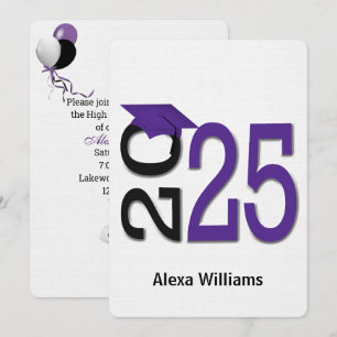Invitation 2024 Purple and Black Graduation Party