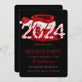 Invitation 2024 Santa Claus, flocons de neige élégant chic (Devant / Derrière)