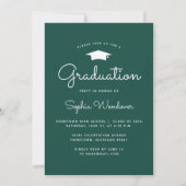 Invitation 2024 Simple moderne Green White Graduation Party (Devant)