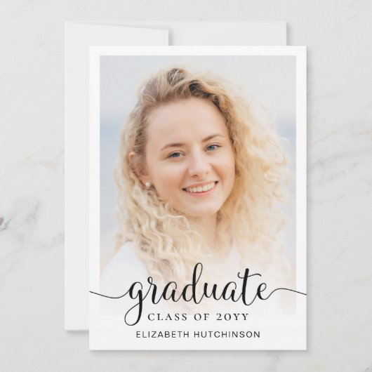 Invitation 2024 Simple Script Overlay Photo Graduation Party (Devant)