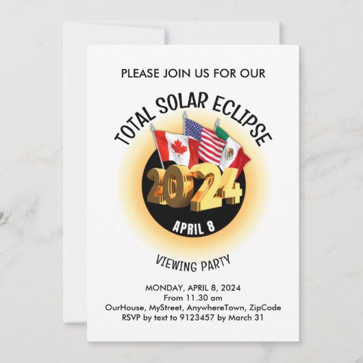Invitation 2024 TOTAL SOLAR ECLIPSE Flags Watch Party (Devant)