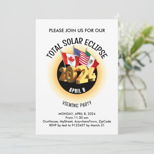 Invitation 2024 TOTAL SOLAR ECLIPSE Flags Watch Party (Debout devant)