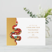 Invitation 2025 Année Du Serpent Lunaire Nouvel An Or Moderne (Debout devant)