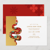 Invitation 2025 Année Du Serpent Lunaire Nouvel An Or Moderne (Devant / Derrière)