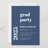 Invitation 2025 Audacieux Typographie Marine Blue Graduation  (Devant)