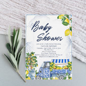 Invitation 2025 Citron Baby shower bleu italien