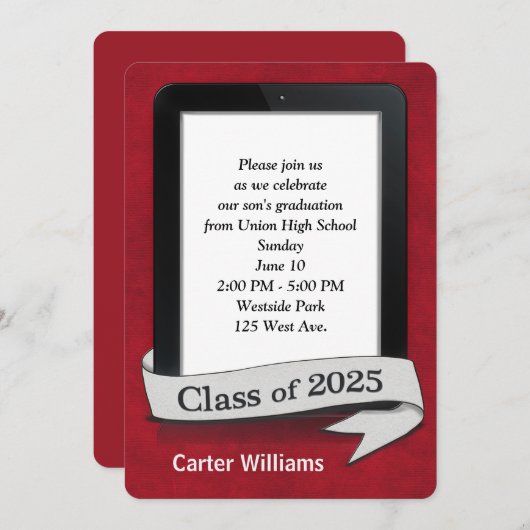 Invitation 2025 Electronic Tablet Graduation Party (Devant / Derrière)