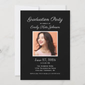Invitation 2025 Elégant Black White Photo Party Graduation (Dos)