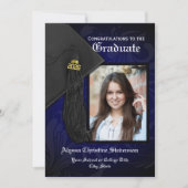 Invitation 2025 Elégant Blue Tassel Charm Photo Graduation (Devant)